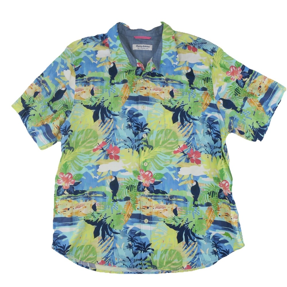Tommy Bahama The Veracruz Cay Button Up Hawaiian Shirt Mens‎ XL Viscose Toucan